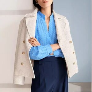 NWT Ann Taylor Tweed Double Breasted Peacoat Blazer XS